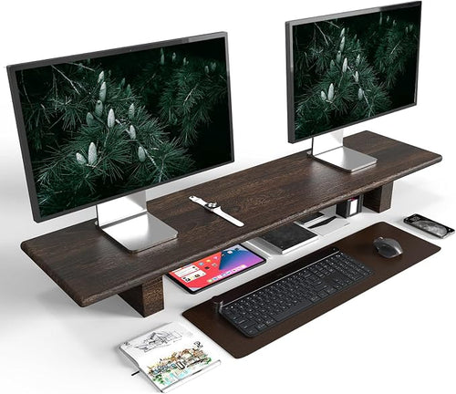 "WEGASTU Solid Wood Rustic Desk Monitor Stand by WEGASTU
