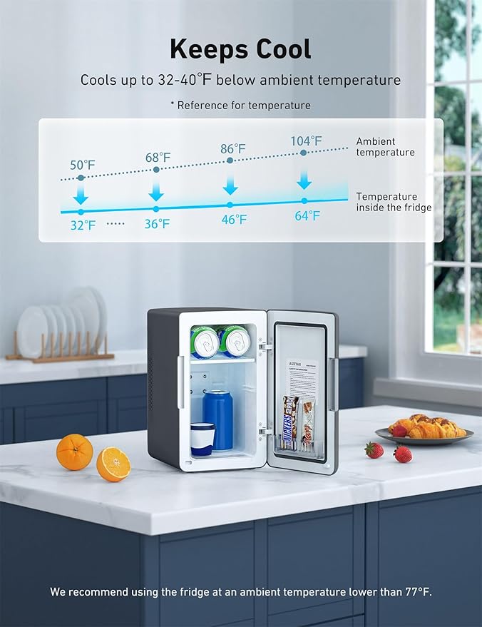 AstroAI Mini Fridge 2.0 Gen, 6 Liter/8 Cans Makeup Skincare Fridge 110V AC/ 12V - Image 2