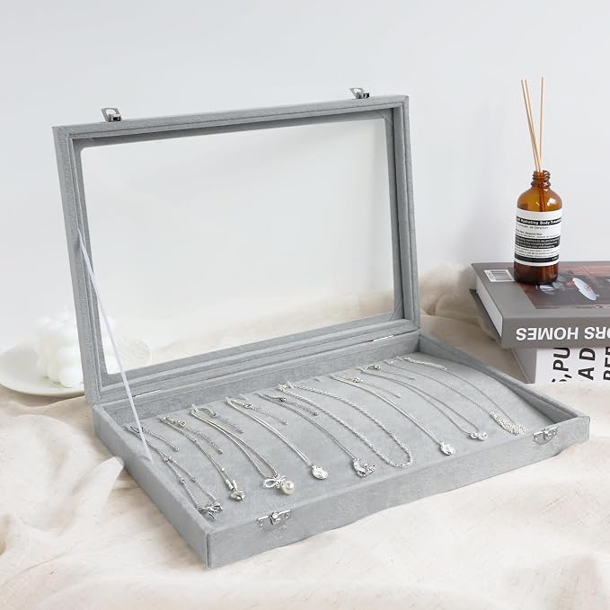 Wudygirl 20 Hooks Necklace Organizer Velvet Jewelry Organizer Showcase - Image 5