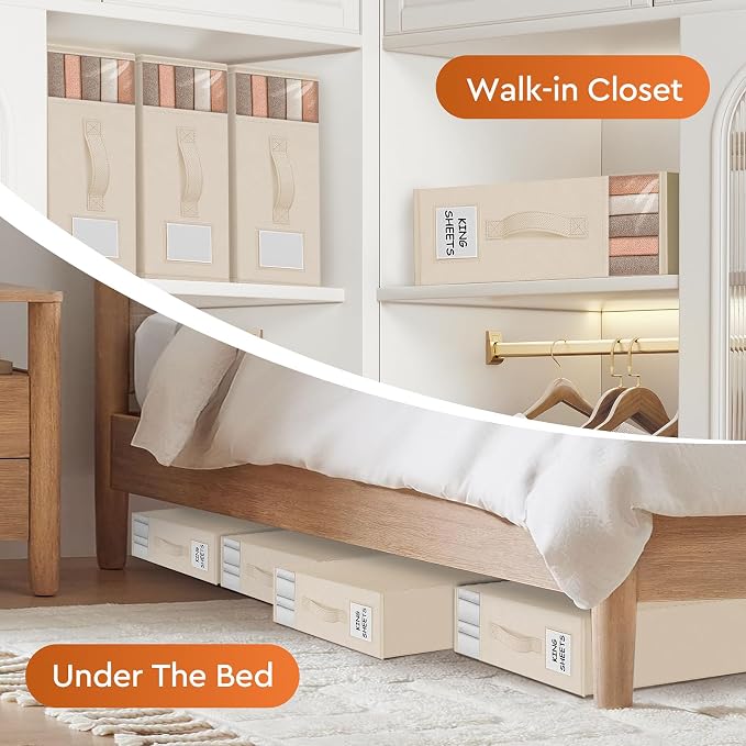 4 Pack Bed Sheet Closet Organizers and Storage, Sturdy Foldable Storage - Image 6