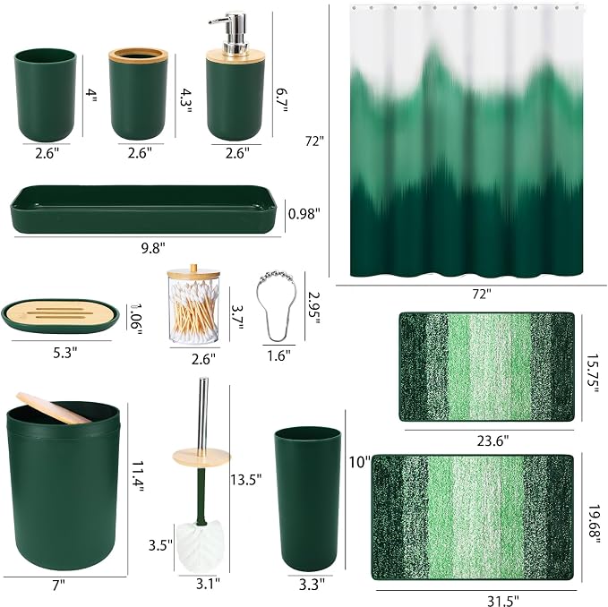 iMucci Bathroom Accessories Dark Green Bathroom Sets - Image 9