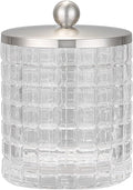 Clear transparent Apothecary Etched Geometric Grid Glass Jar W/Satin Nickel by IndecorHome