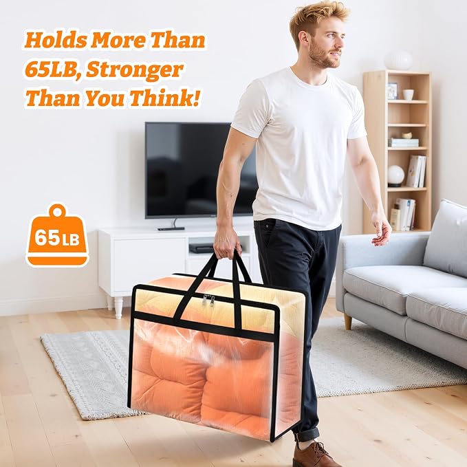BlissTotes 8 Pack Clear Clothes Storage Bags, Moving Bags, Foldable Blanket - Image 4