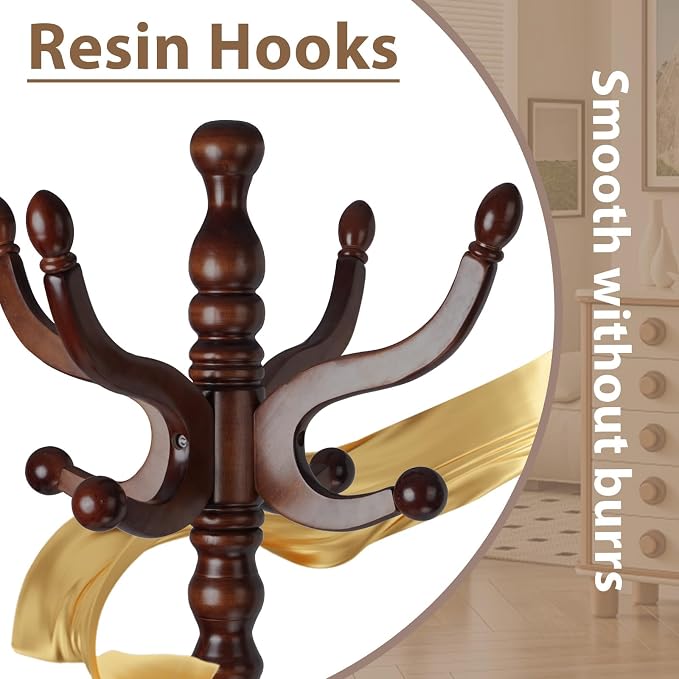 Solid Wooden Coat Rack Stand, Coat Racks Freestanding - Image 4