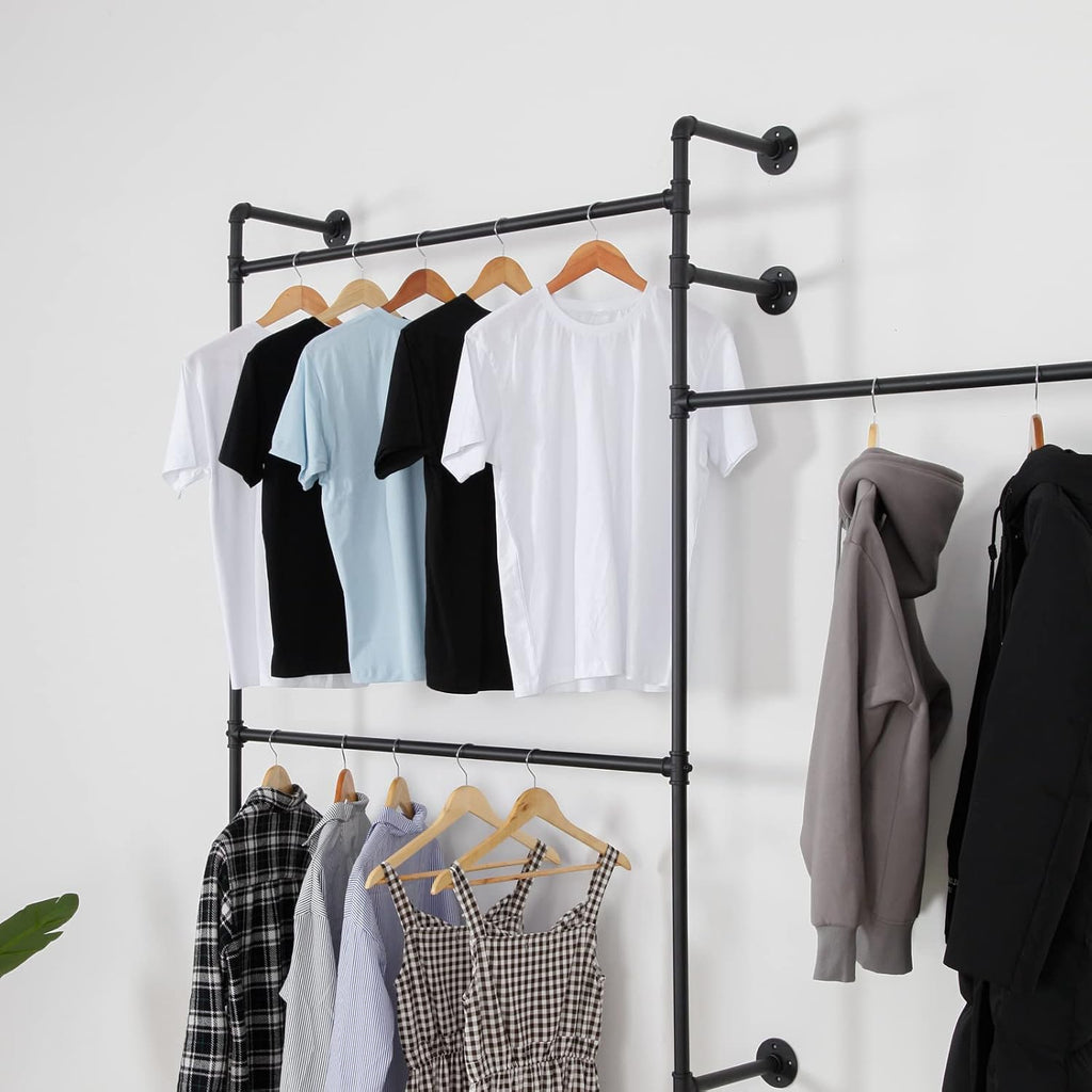 Wall Mounted Industrial Pipe Clothing Rack Garment Racks Pipeline