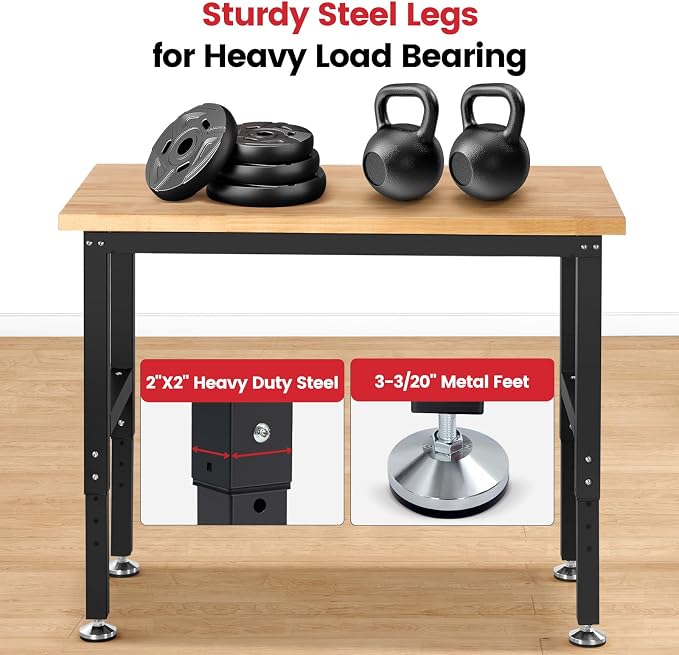 Work Bench for Garage Workbench Adjustable Height Work Table for Shop - Image 2