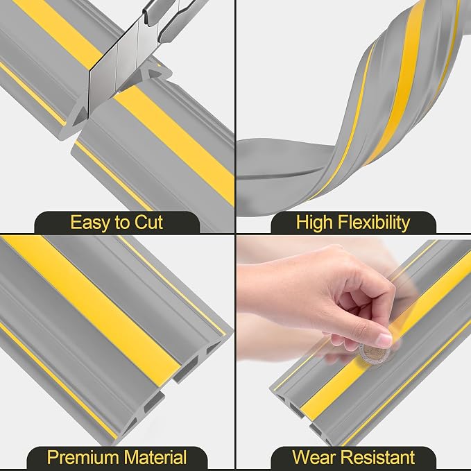 MYFAMIREA 10FT Floor Cord Cover Heavy Duty Cable Cover Protector 3 Channels - Image 4