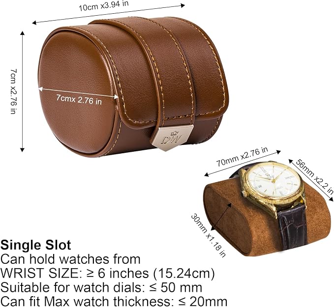 DUKWIN Watch Roll, Vegan Leather Travel Single Watch Case Organizer - Image 5