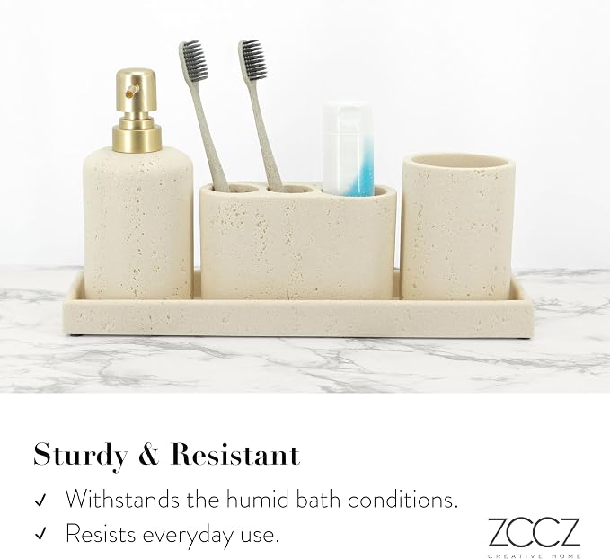 ZCCZ -Beige Bathroom Accessories Set 4 Pcs - Image 5
