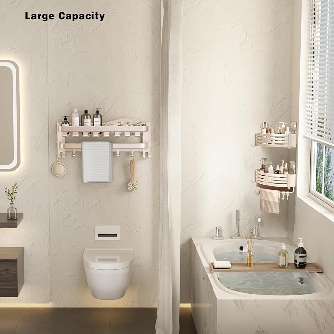 VOLPONE Corner Shower Caddy Suction Cup Shower Shelf Corner No Drilling - Image 2