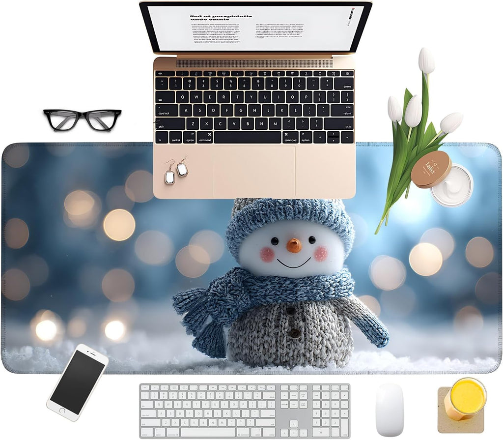 Christmas Snowman Extended Gaming Mouse Pad 35.4x15.7Inch Large Desk