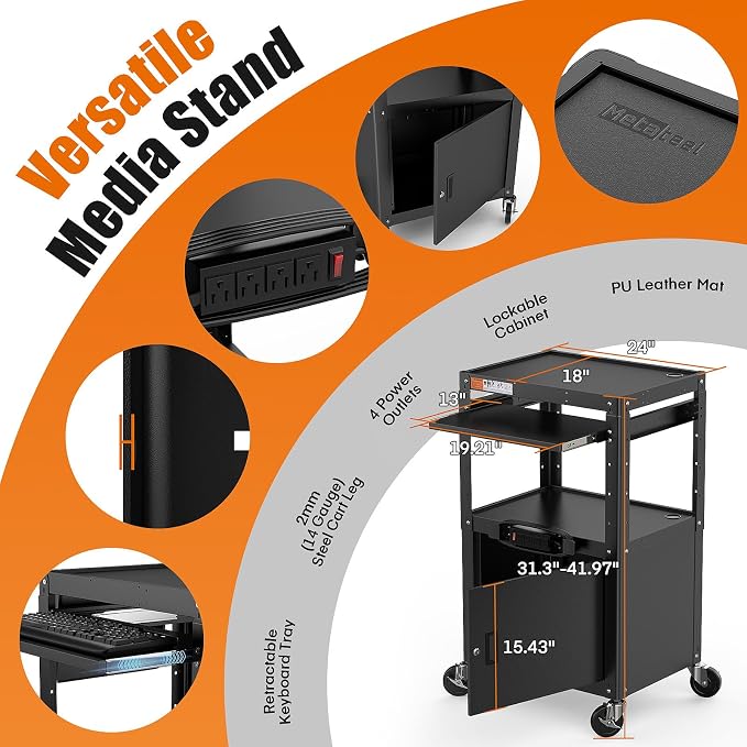 Steel Large AV Cart with Extra Storage - Image 7