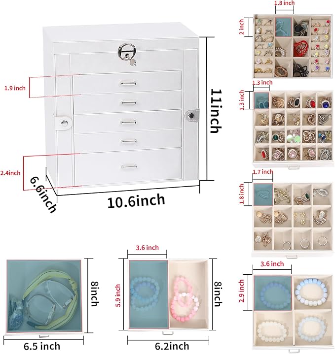 BOOVO Jewelry Box For women, 6 Layer Large Jewelry Organizer - Image 4