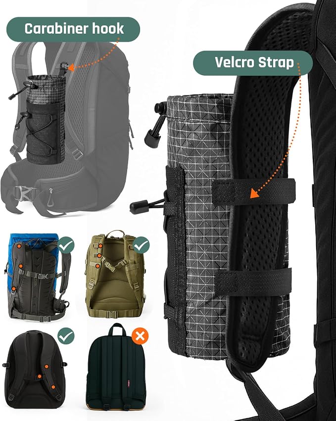 Large Water Bottle Holder Pouch Bag, Backpack Water Bottle Holder Mesh Bag - Image 6