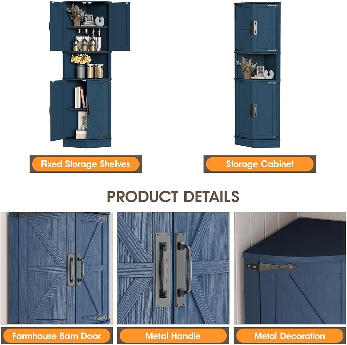 Vabches 64.8" Tall Farmhouse Corner Cabinet - Image 4