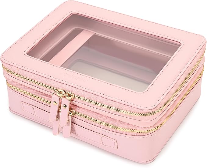 Aveniee XL Clear Makeup Organizer, Double Layer Travel Cosmetic Case by Aveniee