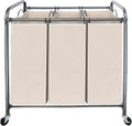Laundry Sorter 3 Section, 3 Bag Clothes Hamper, Rolling Laundry Cart
