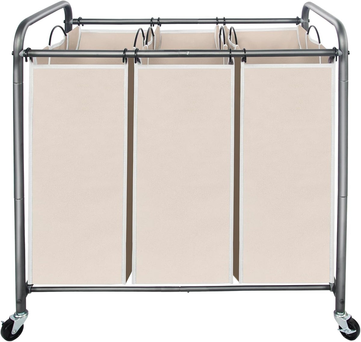 Laundry Sorter 3 Section, 3 Bag Clothes Hamper, Rolling Laundry Cart