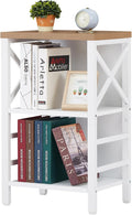 Small Bookshelf,3 Tier Industrial Bookcase with Metal Frame and