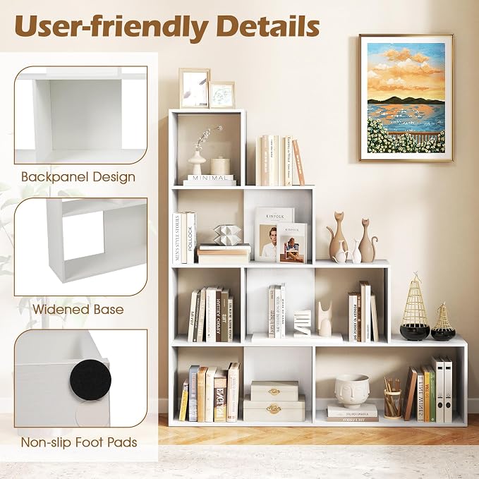 Tangkula 4-Tier Stepped Bookshelf, Freestanding 6 Cubes Ladder Bookcase - Image 8