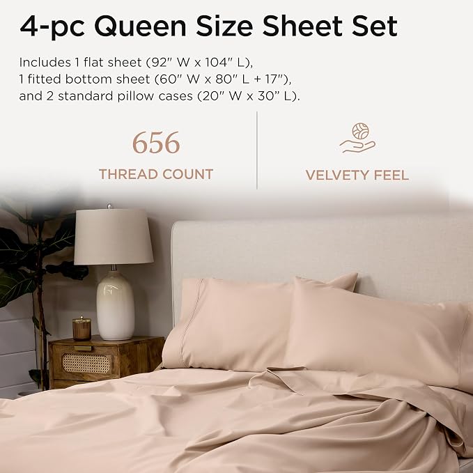 Threadmill Supima Cotton Sheets Queen | 656 Thread Count Queen Sheet - Image 2