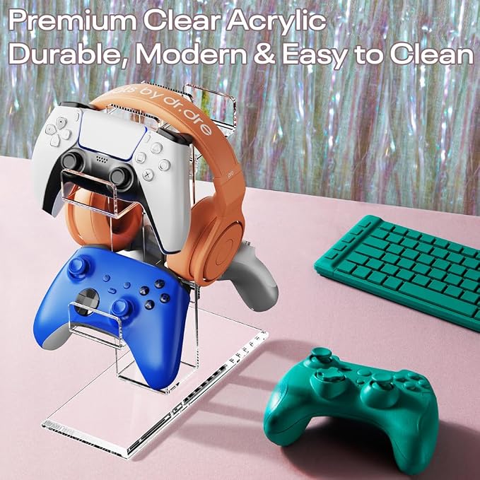 Crpich Acrylic Controller Stand, 3-Tier Headphone and Game Controller Holder - Image 4