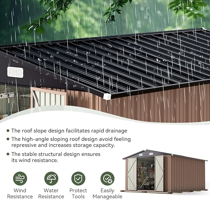 Aoxun 10 x 8FT Outdoor Storage Shed - Image 4