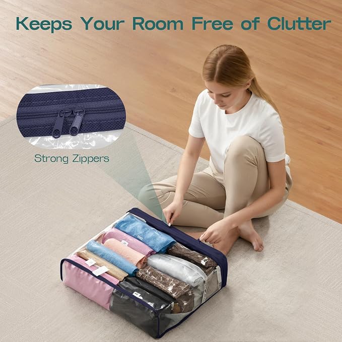 5 Pack Clear Storage Bags for Clothes, 22L Blanket Storage Bags, Under Bed - Image 6