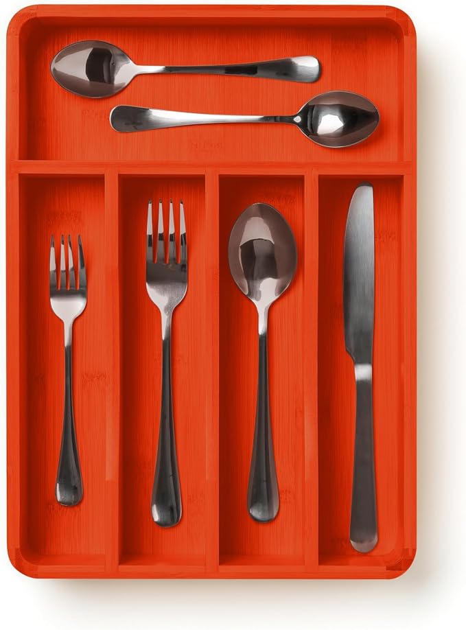 SMIRLY Silverware Drawer Organizer – Bamboo Kitchen Drawer Organizer, by Smirly