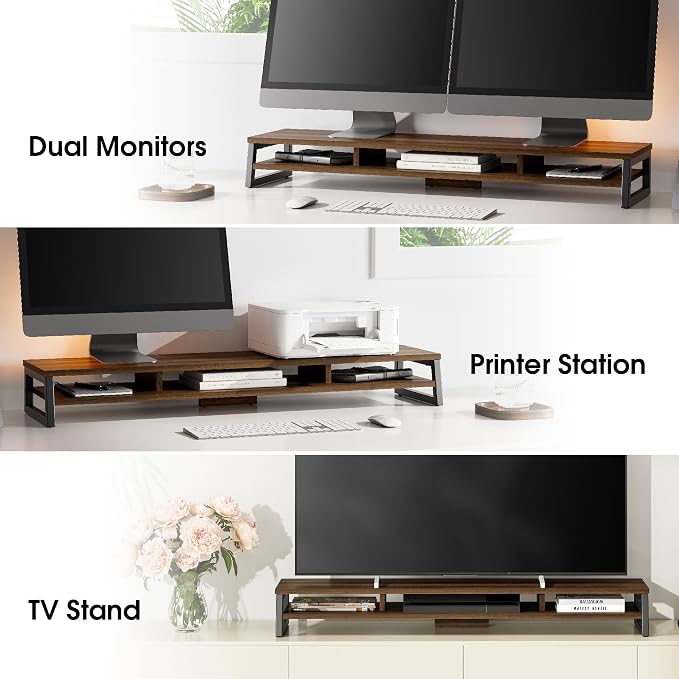 Fenge Dual Monitor Stand for Desk, 42.5in Large Monitor Riser for 2 Monitors - Image 7
