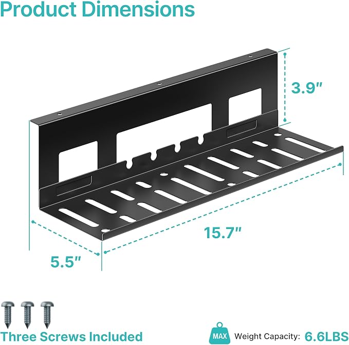 Under Desk Cable Management Tray, 15.7 Inches Metal Cord Organizer Rack - Image 9