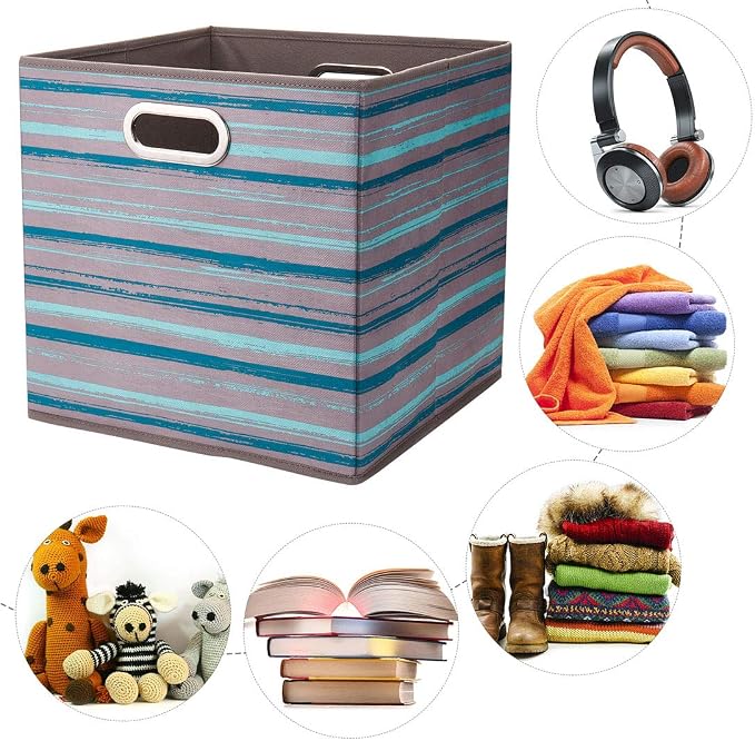 i BKGOO Cloth Storage Bins Set of 4 Thick Fabric Drawers Foldable Cubes Basket - Image 3