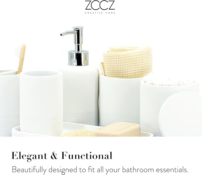 ZCCZ White Bathroom Accessories Set 6 Pieces - Image 2