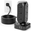 Tower Surge Protector Power Strip, Flat Plug 10FT Extension Cord by TenTrend
