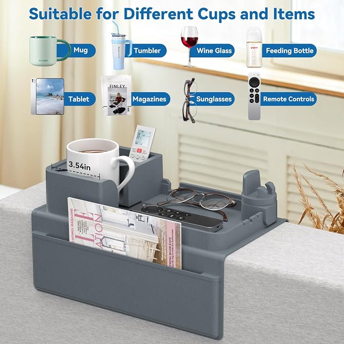 Couch Arm Cup Holder CLESOO Couch Arm Tray Anti-Slip Couch Cup Holder Silicone - Image 6