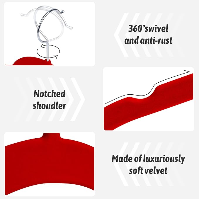 Velvet Hangers 50 Pack – Slim Non-Slip Flocked Hangers - Image 2
