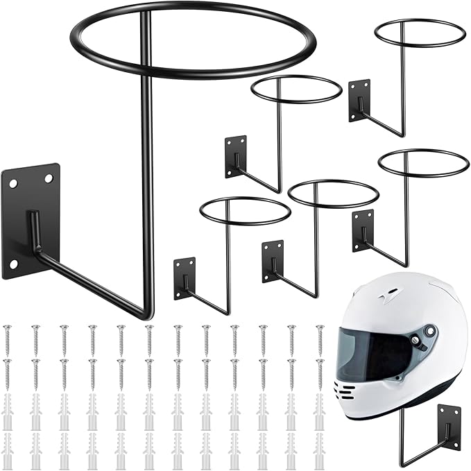 6 Pack Helmet Hanger Wall Mount Motorcycle Helmet Rack Metal Ball Holder by Potchen
