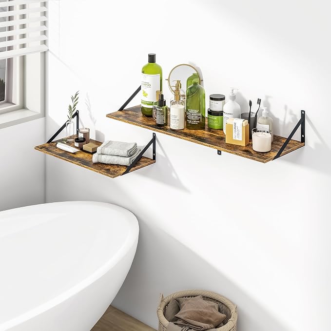 Heimlove Deep Floating Shelves for Wall, 36W x 12D Wood Wall Shelves Set of 2 - Image 7