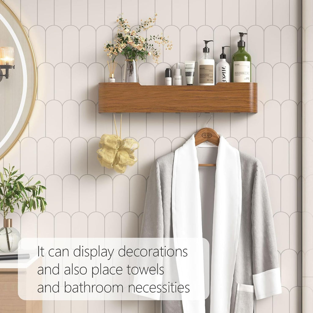 Coat Rack Wall Mount with Hidden Hooks Modern Key Holder Wood Entryway