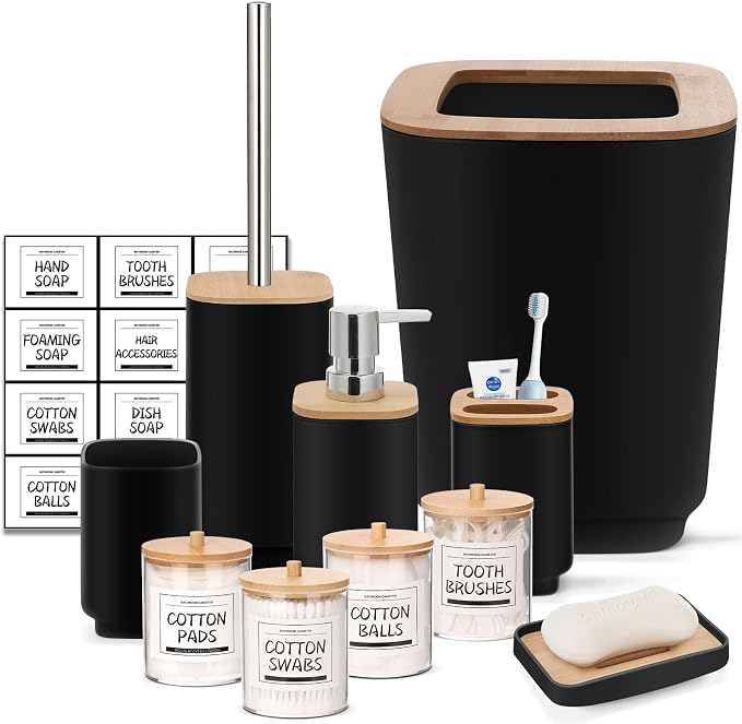 IMAVO Bathroom Accessories Set, 11 Pieces Bathroom Accessory Set, Trash Can - Image 9