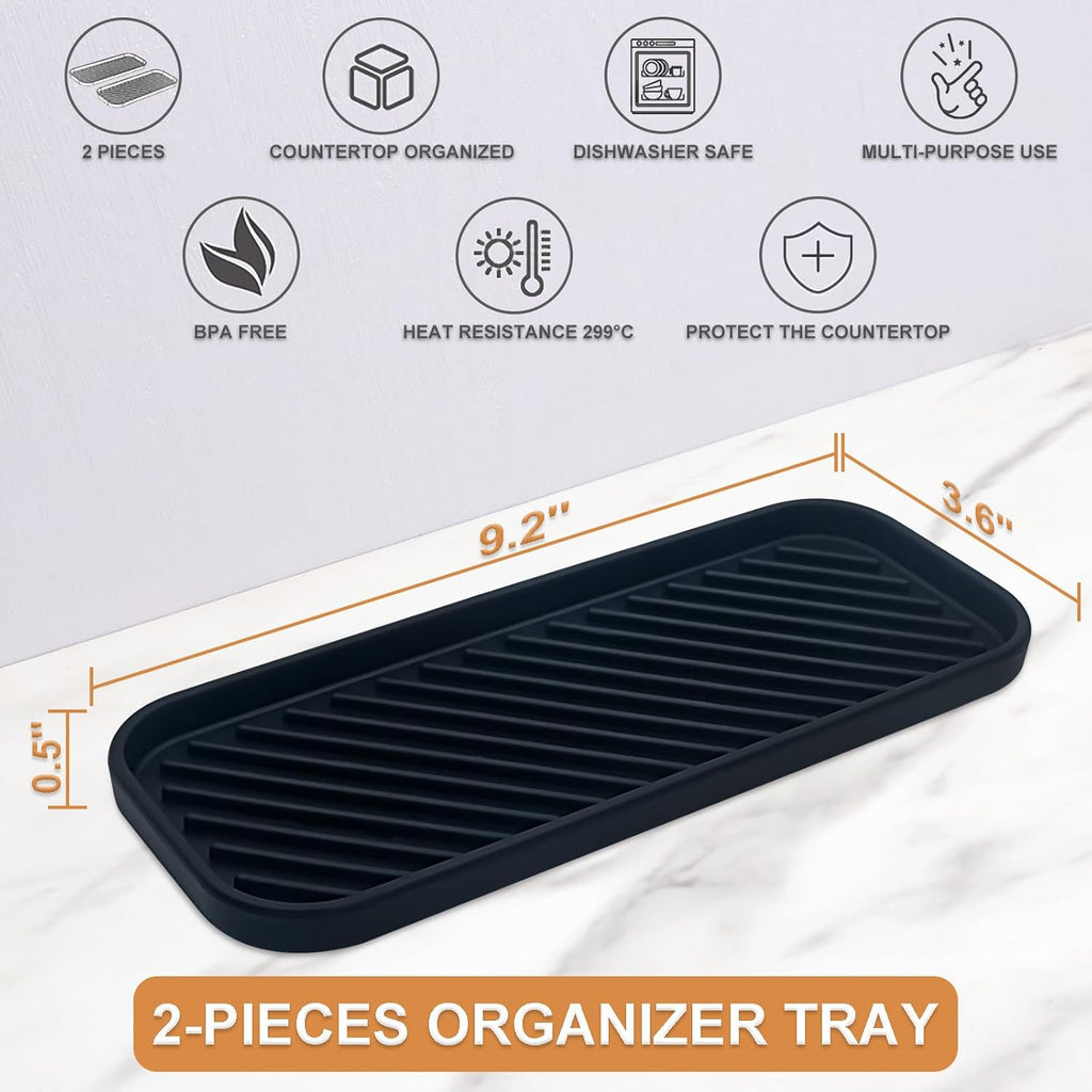 Silicone Organizer Tray, Soap and Sponge Holder for Kitchen Sink