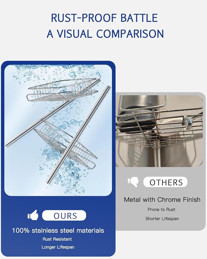 SEIRIONE Rustproof Shower Caddy Corner and Shower Organizer Corner - Image 6