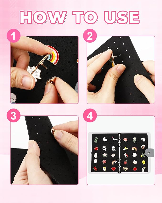 UCEC 8-Page Enamel Pin Display Book & 50 PCS Pin Backs, A5 Binder - Image 6