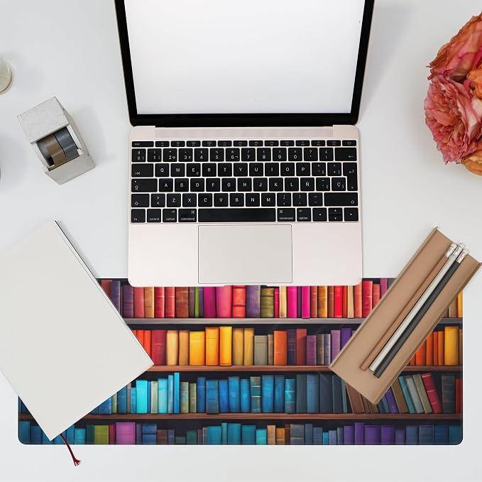 Large Gaming Mouse Pad for Desk, Bookshelves Full of Books Desk Mat, Colorful - Image 7