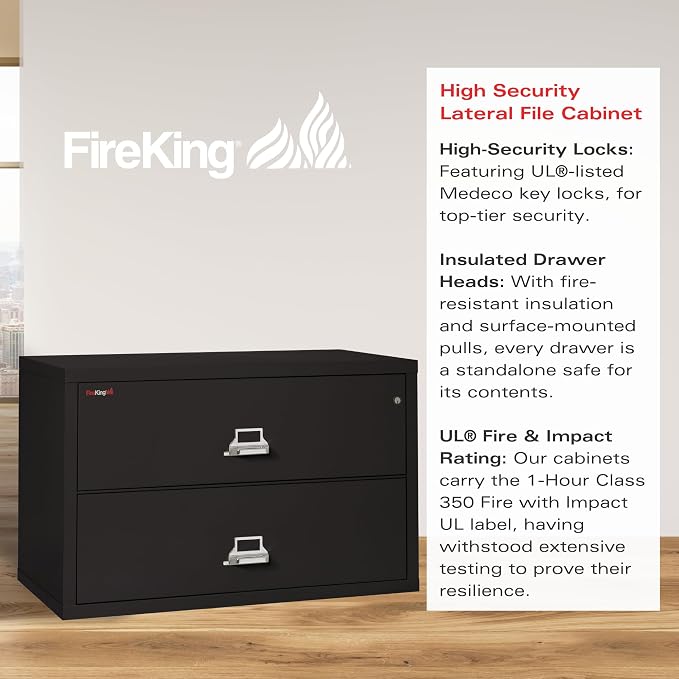 Fireking Fireproof Lateral File Cabinet, 27.75" H x 44.5" W x 22.13" D - Image 3