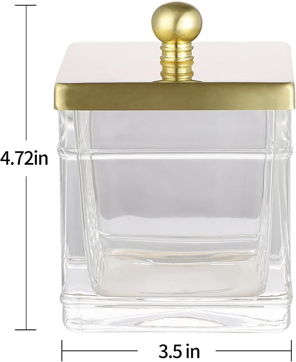 Glass Cotton Jar Holder 2 Pack– Brushed Gold Lid, Elegant Bathroom