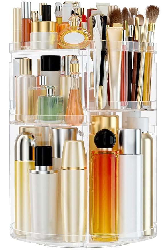 Makeup Organizer 360 rotating, Adjustable Skincare Organizer by HEMTROY