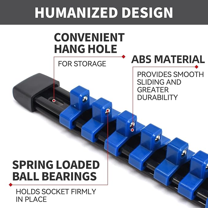 Socket Organizer Drive ABS Tools-Socket Holder, 3/8-Inch x 15 Clips, 1/2-Inch x - Image 3