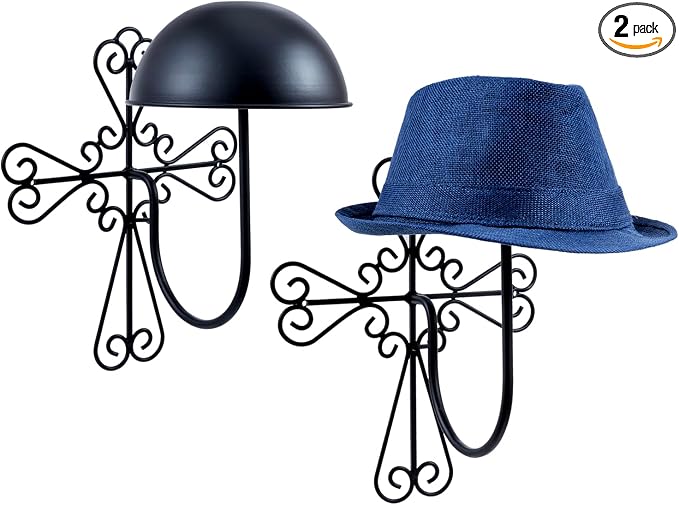 MyGift 2 Pcs Vintage Hat Holder Rack Wall Mount, Helmet and Large Brim Hat by MyGiftHome