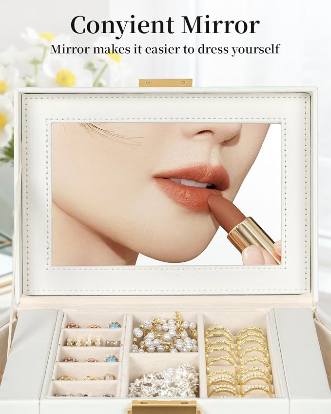 TORIBIO Jewelry Box for Women, Leather Jewelry Organizer - Image 6